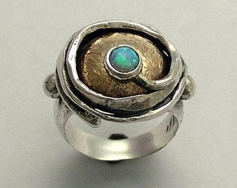 Birthstone Ring ∙ Gift for her ∙ Opal Ring ∙ Gold silver ring ∙ Spiral ring ∙ Gift ∙ two tones Statement ring - A place under the sun R1470X