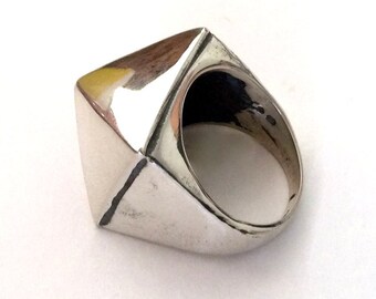 Geometric statement ring, bohemian ring, high ring, unique silver ring for her, modern ring, triangle ring - A world in balance R2180