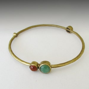 Messing, Stapeln, Jade, Karneol, Koralle Armreif, Perlen-Armband, Armreif, Multi Stein Armband, Armreif - brennen hell BK6700