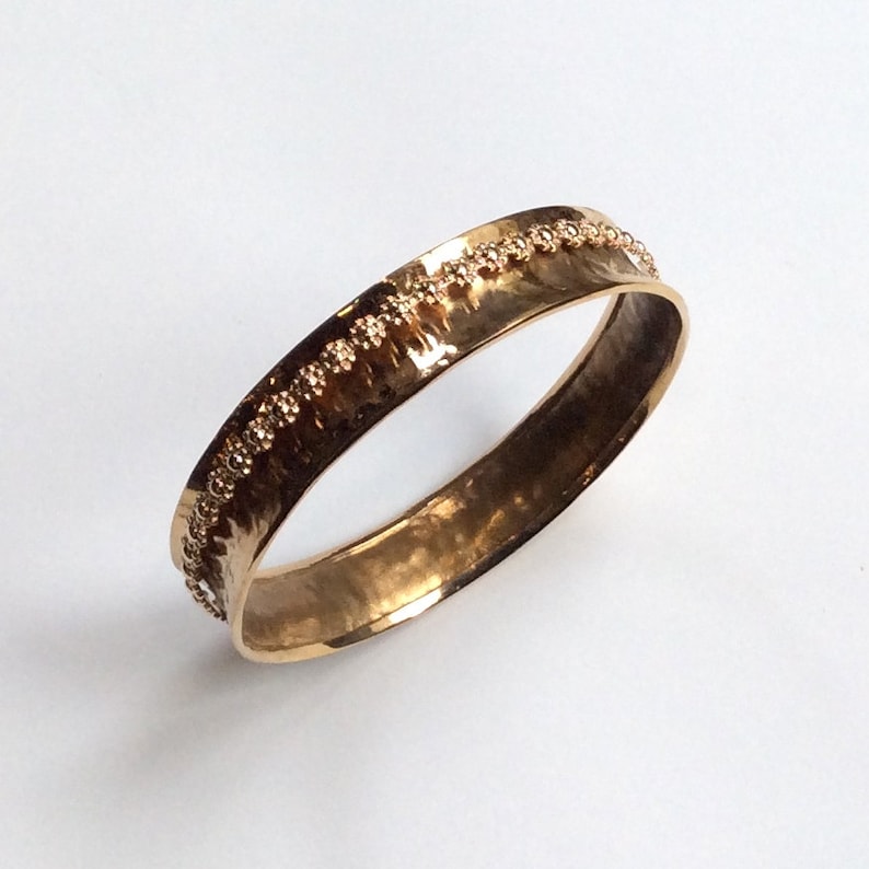 meditation bracelet simple hammered bangle My treasure B3004 Hammered brass bangle statement bangle floral gold filled spinner bangle