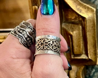 Gold and Silver Filigree Band ∙ Sterling silver band ∙ Oxidized band ∙ Gold filigree ring ∙ Two tone ring ∙ Statement ring - Misty R1146Z