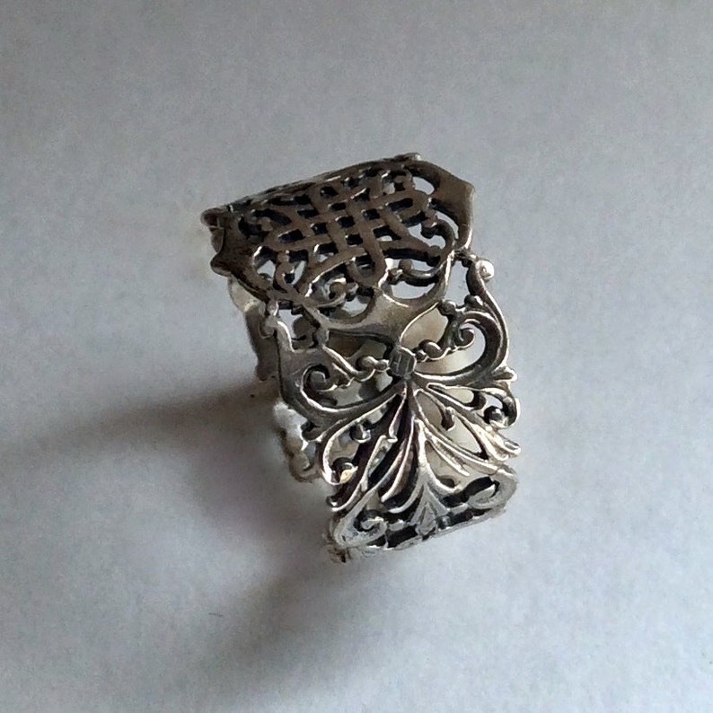 Sterling Silver wide filigree ring Vertigo R2215 image 3