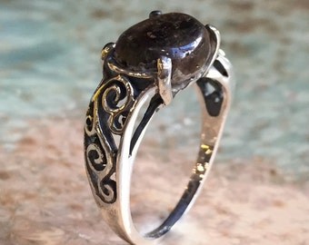 Tourmaline ring ∙ Gypsy jewelry ∙ Sterling silver engagement ring ∙ Filigree ring ∙ Bohemian ring ∙ Gift for wife - A Celebration R2219-1