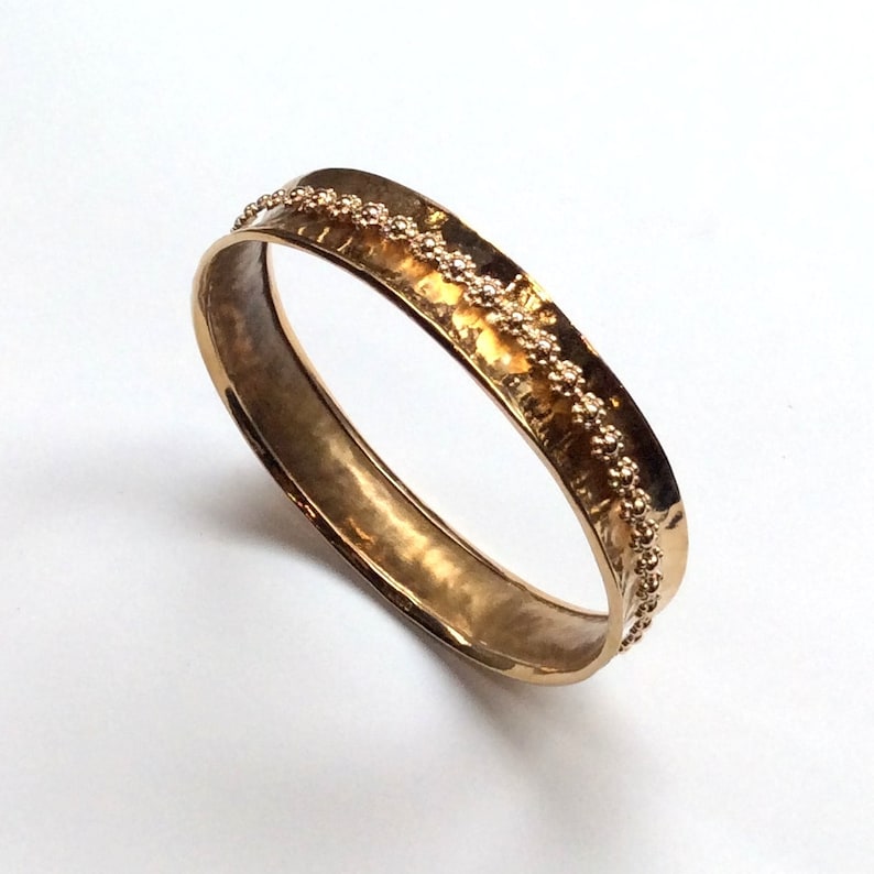 meditation bracelet simple hammered bangle My treasure B3004 Hammered brass bangle statement bangle floral gold filled spinner bangle