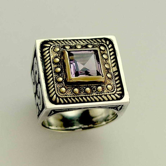 White Shell Ring, Sterling Silver and Yellow Gold Ring, Square Ring, Two-tone Ring the Emperor Seal R1600A - Etsy White Shell Ring, Sterling Silver and Yellow Gold Ring, Square Ring, Two-tone Ring the Emperor Seal R1600A - Etsy