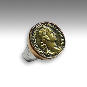 Roman Coin twotone silver gold statement coin ring Time will tell R1235MC image 4