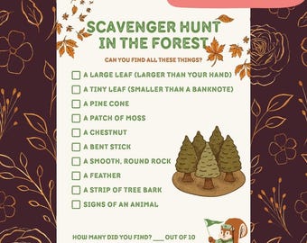 Forest Scavenger Hunt for Kids | Instant Download (PDF) | Scavenger Hunt Case | Autumn Games | Activity Treasure Hunt