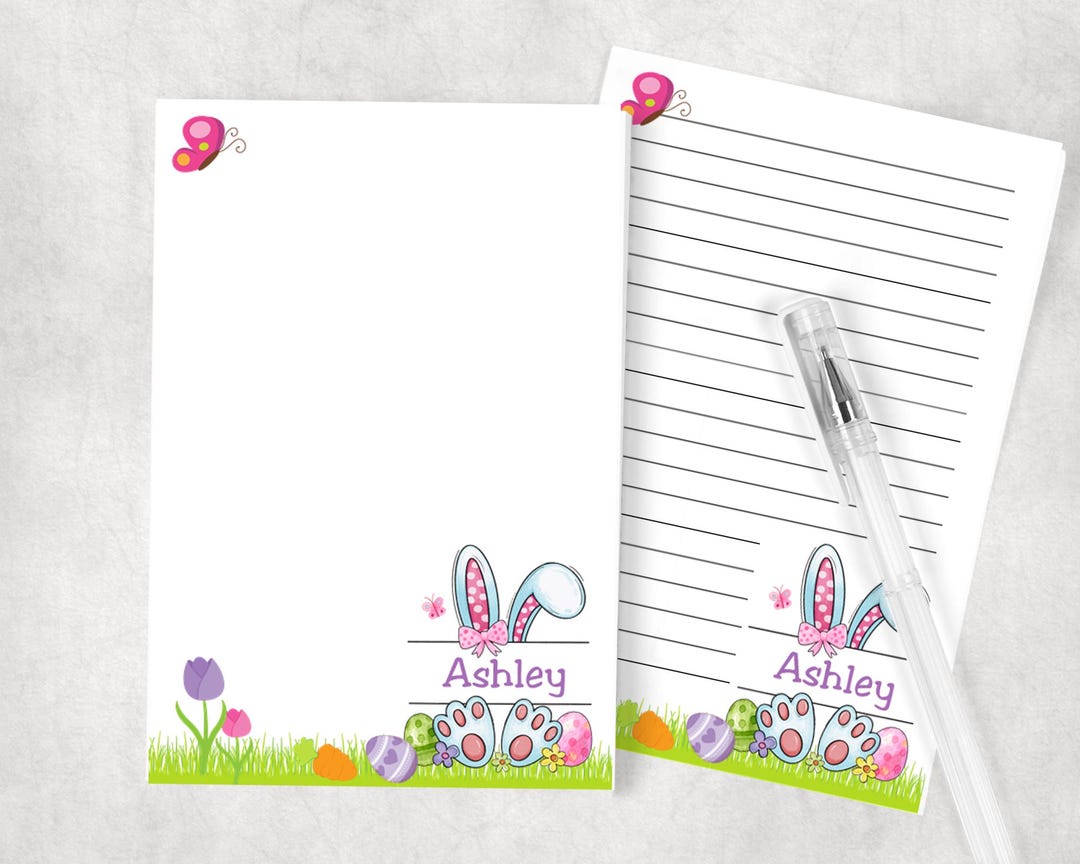 Easter Notepad Personalized Easter Notepad - Pink Easter Bunny - Easter Basket Stuffer ...