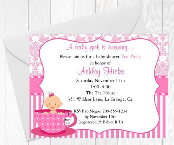 baby sprinkle tea party invitations