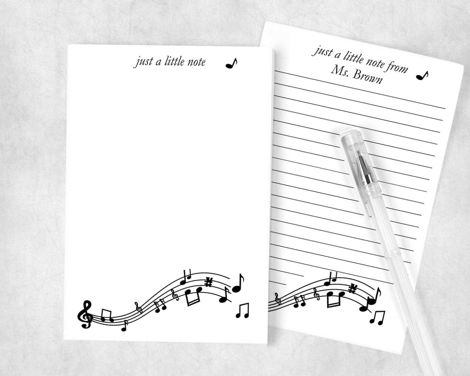 Rectangular Music Notes Notepad Template Personalized Music Teacher Notepad, Music Notes Design- - Etsy