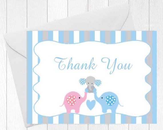Baby Shower Thank You Cards Navy Elephants Navy Thank You Cards Thank you Cards 50 Baby Thank You Cards
