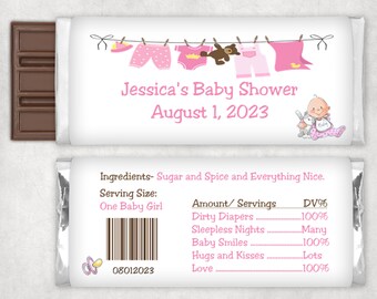 PRINTABLE Baby Shower Candybar Wrapper / Pink Clothine / DIGITAL DIY