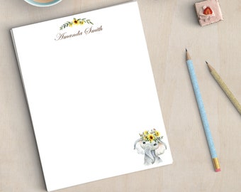 Personalized Notepad, Fall Sunflowers, Housewarming Gift, Elephant, Writing Pad, To Do List