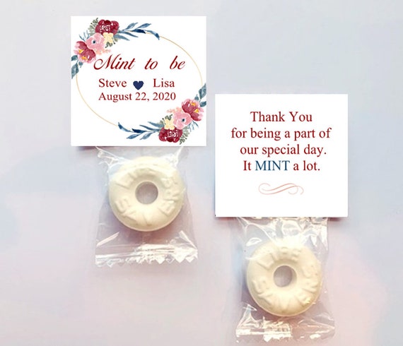 Wedding Mint Favors, Burgundy Navy, MINT TO BE, Floral, Marsala Flowers, Blush Pink Il_570xn