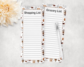 Coffee Theme Grocery List Notepad: 4x8 Shopping List READY TO SHIP