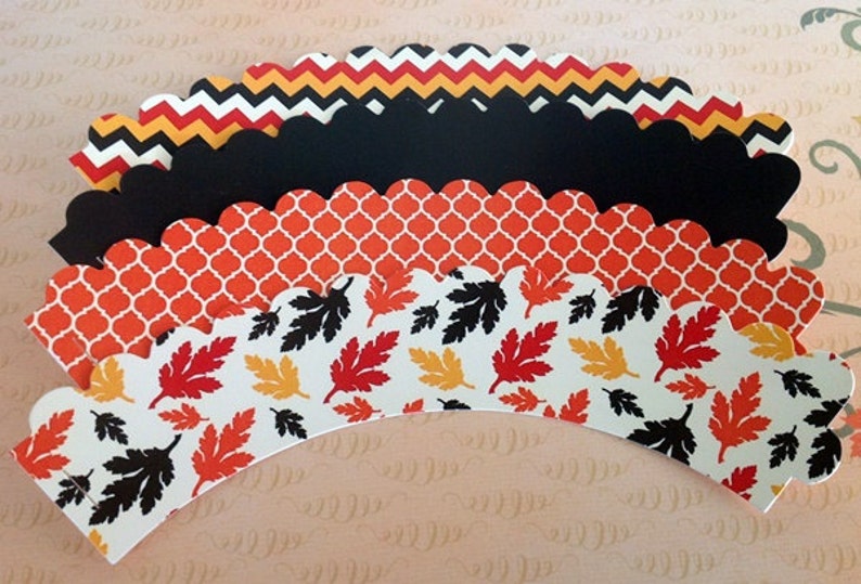 12 Fall Cupcake Wrappers Thanksgiving Turkey Harvest Etsy