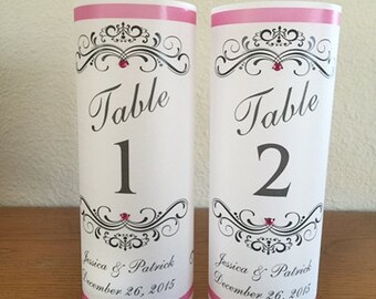 Personalized Hearts Wedding Anniversary Luminaries Table # Numbers Centerpieces 