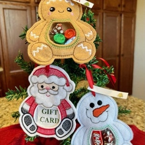 Holiday Peekaboo Treat Bags | Snowman Treat Bag | Santa Treat Bag | Gingerbread Treat Bag | Peekaboo Holiday Gift Bag | 5&quot; or 6&quot; | Name Tag