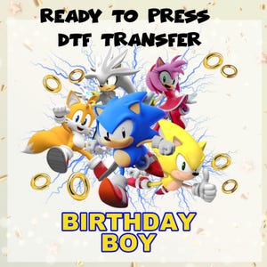 Custom sonic birthday  DTF, Transfer Ready to Press, Birthday Dtf, Wholesale DTF Prints, Heat Transfer DTF, Transfer sonic,