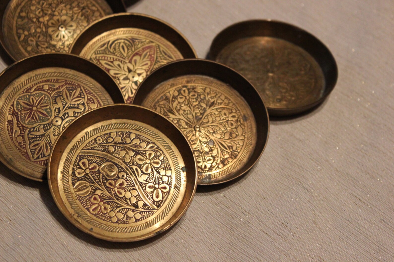 Vintage Brass Coasters Made in India Etsy