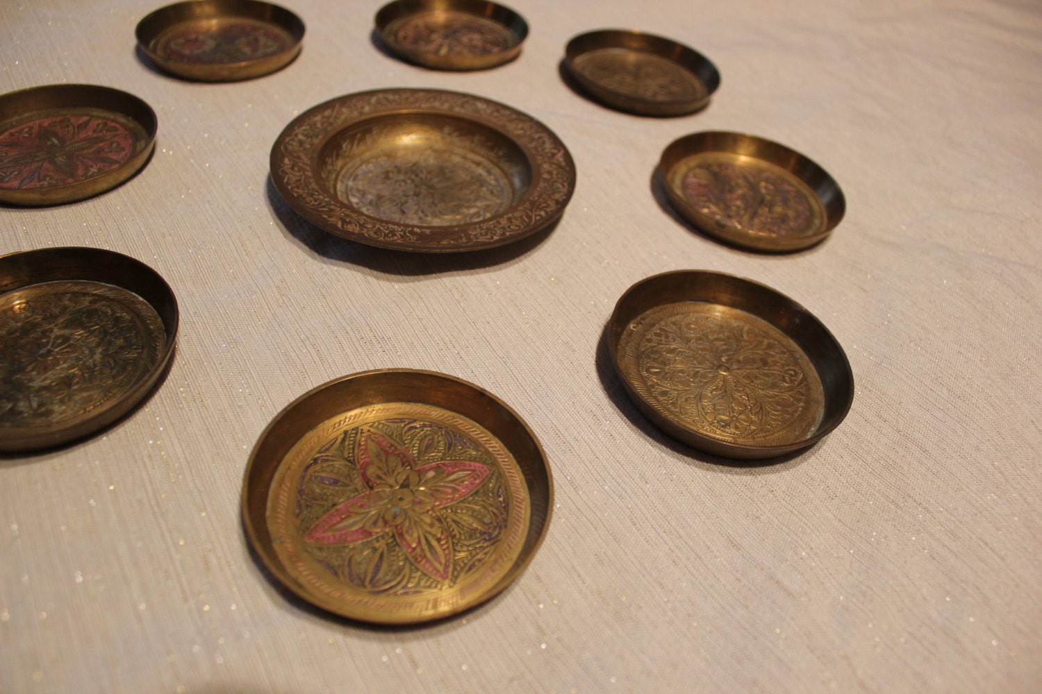 Vintage Brass Coasters Made in India Etsy