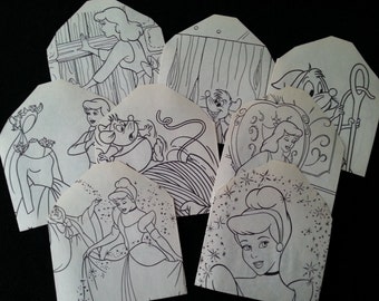 Cinderella Coloring Book Upcycled Envelopes