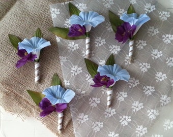 Baby Blue and Bright Purple Boutonnieres