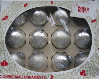 Vintage Shiny Brite Ornaments in Original Box Set of 11