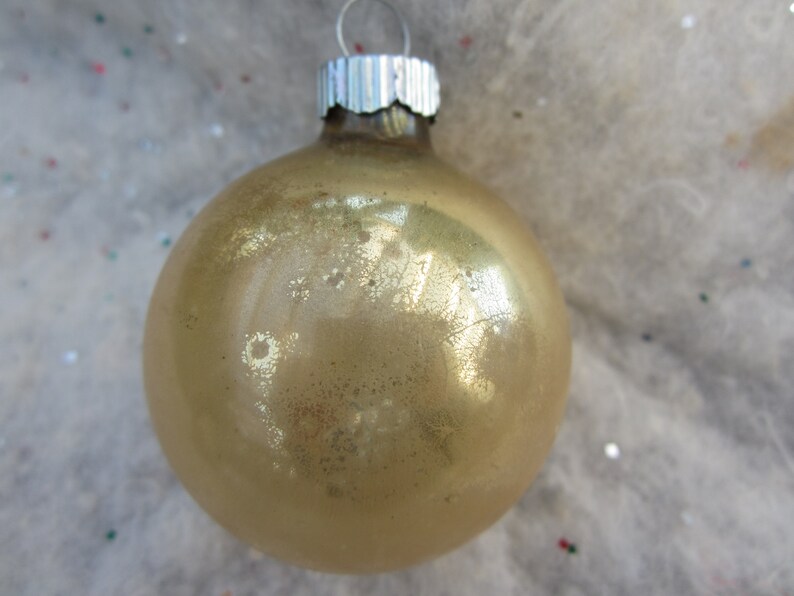 Vintage Gold with Silver Glittered Ornaments Set of 4