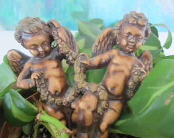 Vintage Plaster Angels Set of 2 in Bronzed Finish