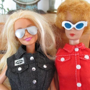 Vintage 1990s Barbie Denim Dresses Lot of 2 with Accessories