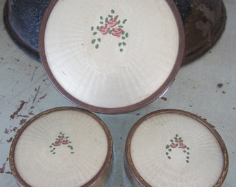 Antique 3 Piece Vanity Jars Set with Decorative Lids