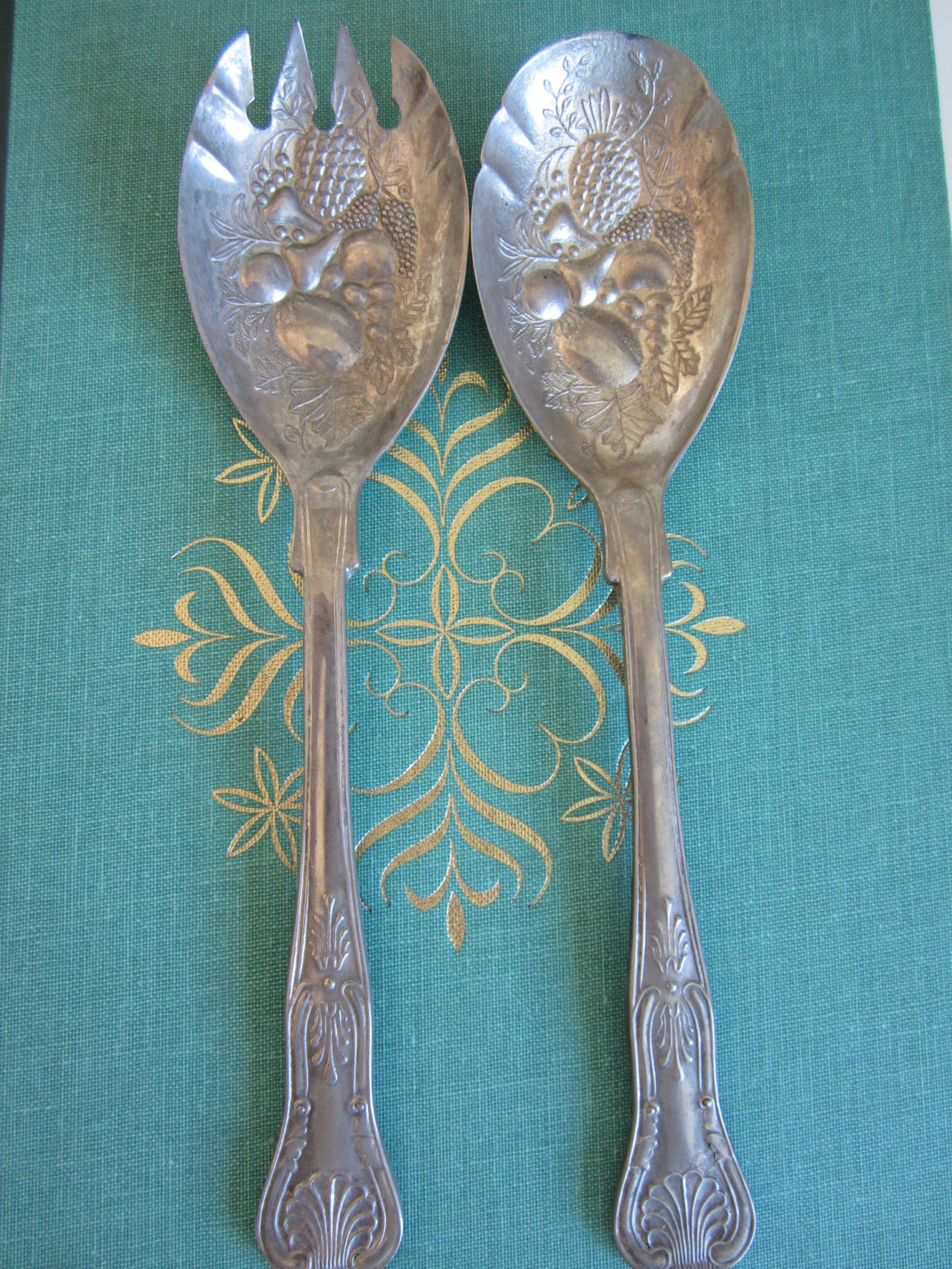 Vintage FB Rogers Italy Large Serving Spoon and Fork Set Etsy