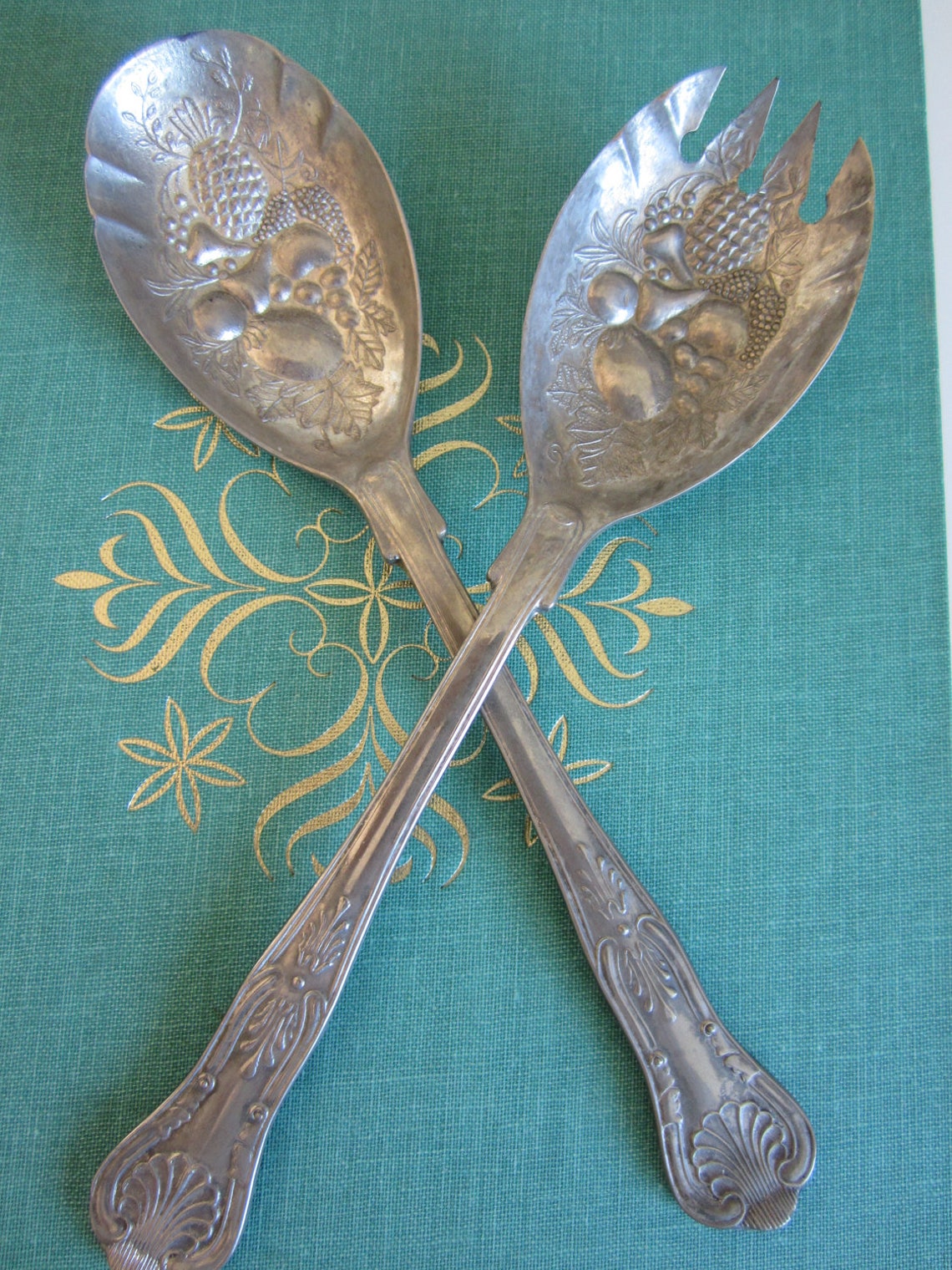 Vintage FB Rogers Italy Large Serving Spoon and Fork Set Etsy