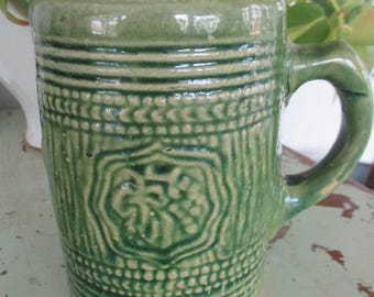 Antique McCoy Green Pottery Beer Stein