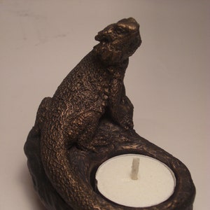 Bearded Dragon Candle Holder ( bronze finish)