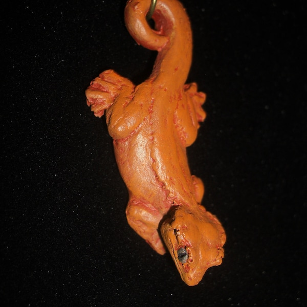 Crested Gecko Necklace/ pendant orange /yellow