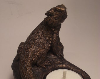 Bearded Dragon Candle Holder ( bronze finish)