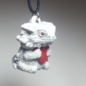 Bearded dragon heart pendant beardie necklace white