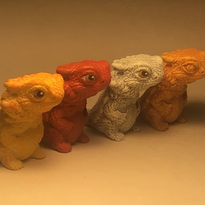 Bearded dragon baby cutie figurine sculpture lot of all four finishes