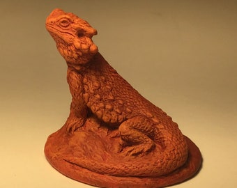 Bearded Dragon miniature sculpture red terra cotta finish