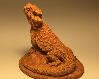 Bearded Dragon miniature sculpture terra cotta finish