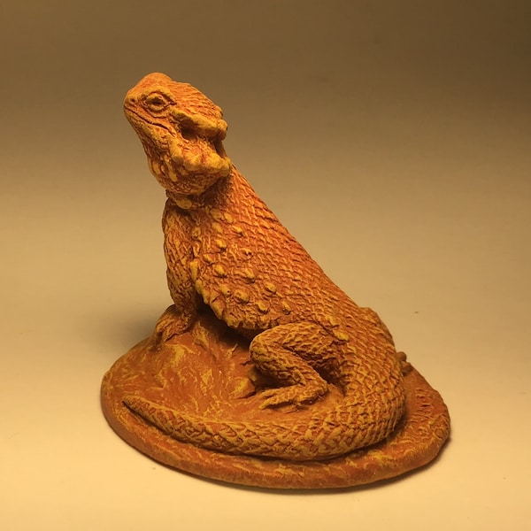 Bearded Dragon miniature sculpture terra cotta finish