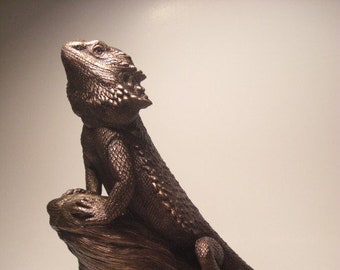 Bearded Dragon Sculpture "Watching Over"  Large