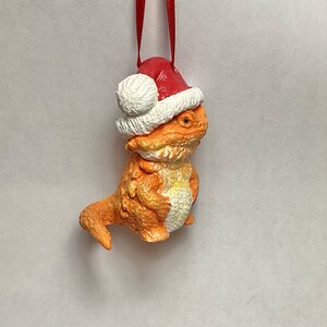 Bearded Dragon Christmas ornament Santa cute orange