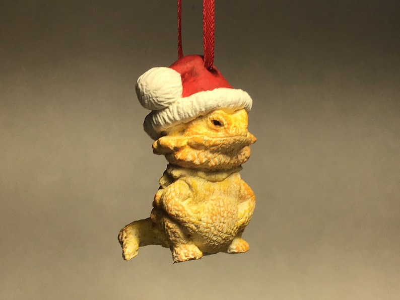 New Bearded Dragon Christmas ornament Santa cute yellow finish Etsy