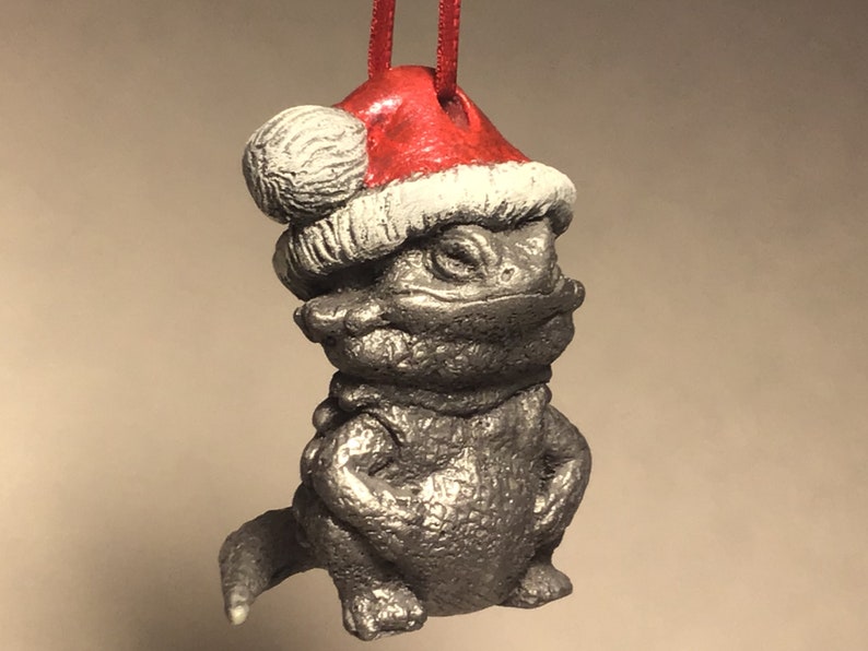 New Bearded Dragon Christmas ornament Santa cute pewter finish Etsy