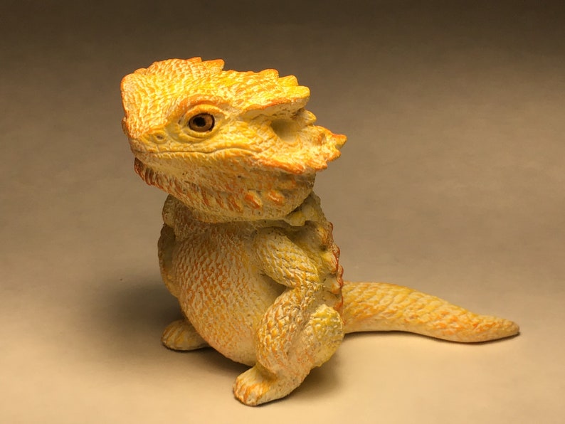 Bearded Dragon sculpture figurine comic character cute Yellow finish image 1