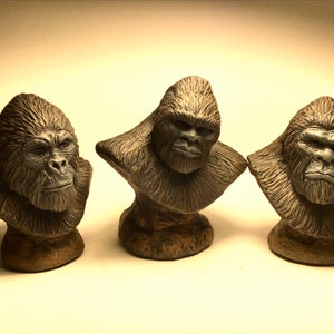 Bigfoot Sasquatch mini busts lot of three brown finish