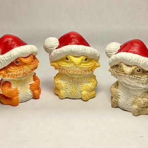 Bearded dragon Chubby  Santa Beardie 3 lot figurines !